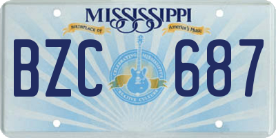 MS license plate BZC687
