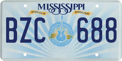 MS license plate BZC688