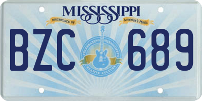 MS license plate BZC689