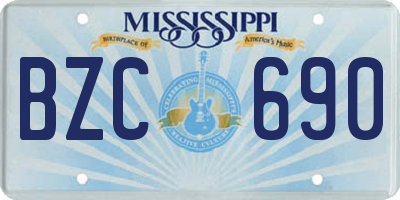 MS license plate BZC690