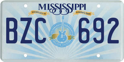 MS license plate BZC692