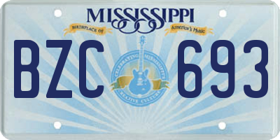 MS license plate BZC693