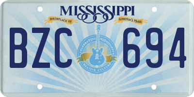 MS license plate BZC694