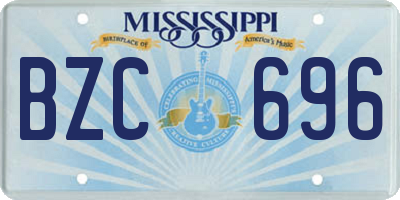 MS license plate BZC696