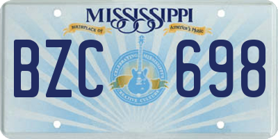 MS license plate BZC698