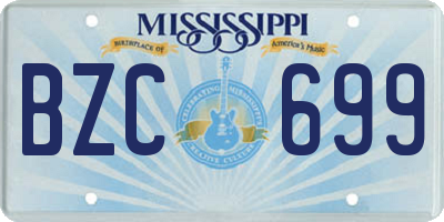 MS license plate BZC699