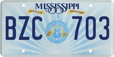 MS license plate BZC703