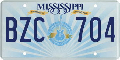 MS license plate BZC704