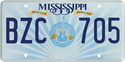 MS license plate BZC705