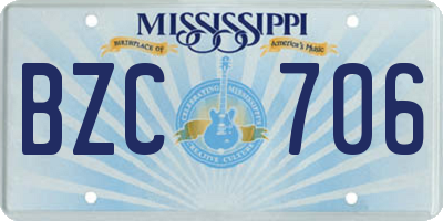 MS license plate BZC706