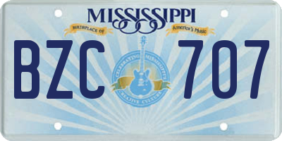 MS license plate BZC707