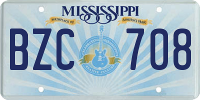 MS license plate BZC708