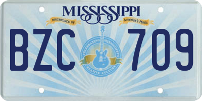 MS license plate BZC709