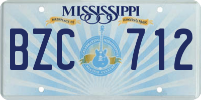 MS license plate BZC712