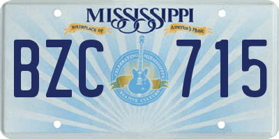 MS license plate BZC715