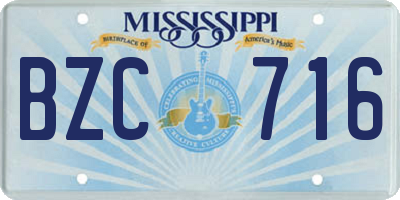 MS license plate BZC716