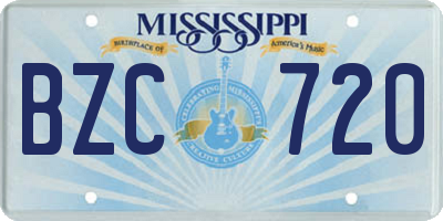 MS license plate BZC720
