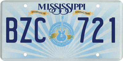 MS license plate BZC721