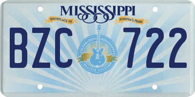 MS license plate BZC722