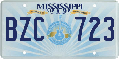 MS license plate BZC723