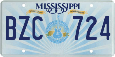 MS license plate BZC724