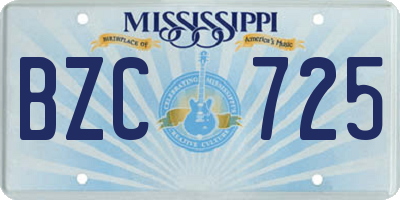 MS license plate BZC725