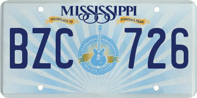 MS license plate BZC726
