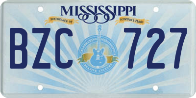 MS license plate BZC727