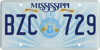 MS license plate BZC729