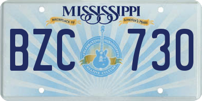 MS license plate BZC730
