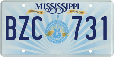 MS license plate BZC731