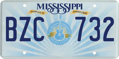 MS license plate BZC732