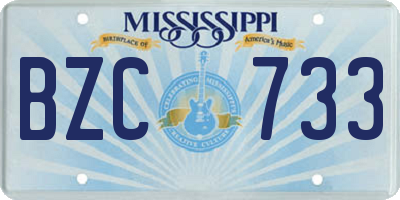 MS license plate BZC733