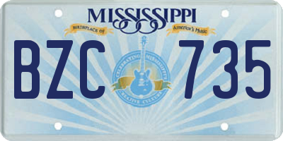 MS license plate BZC735