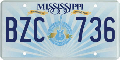 MS license plate BZC736