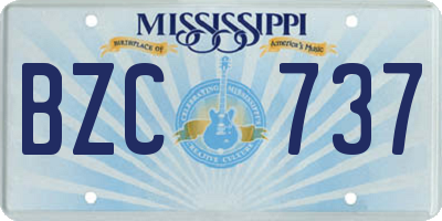 MS license plate BZC737