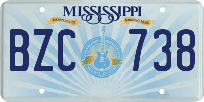 MS license plate BZC738