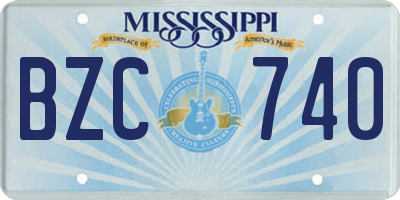 MS license plate BZC740
