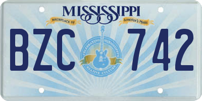 MS license plate BZC742