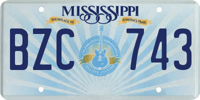 MS license plate BZC743