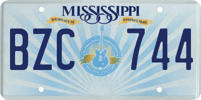 MS license plate BZC744