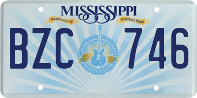 MS license plate BZC746