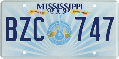 MS license plate BZC747