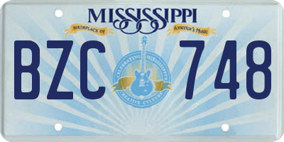 MS license plate BZC748