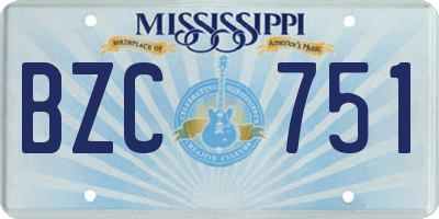 MS license plate BZC751