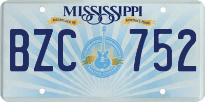 MS license plate BZC752