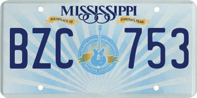 MS license plate BZC753