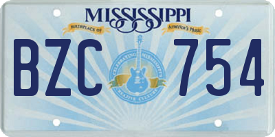 MS license plate BZC754