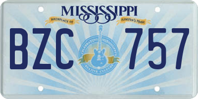 MS license plate BZC757
