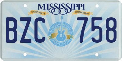 MS license plate BZC758